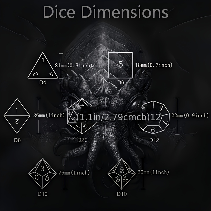 7pcs Solid Metal Dragon Scale Dice Set for Tabletop RPGs